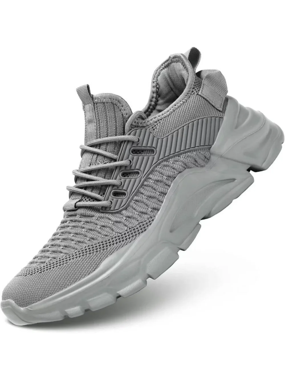 Men's Grey Lightweight Non Slip Resistant Athletic Sports Walking Gym Sneaker